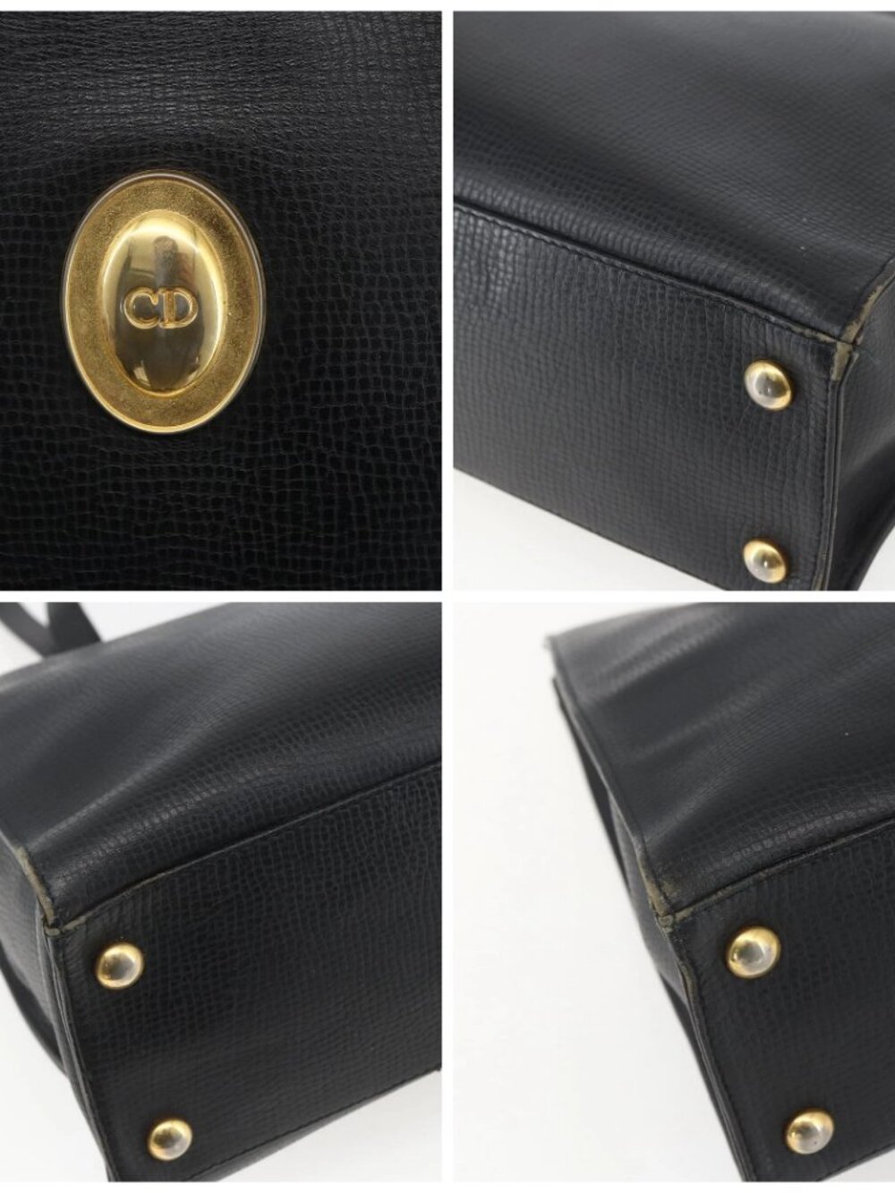 Christian Dior Hand Bag Leather Black Gold - Picture 12 of 16
